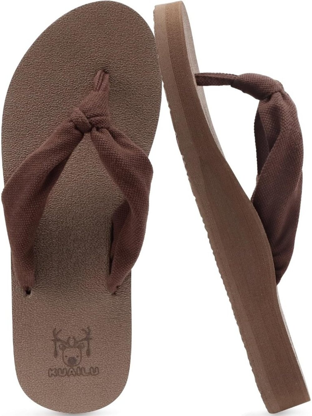 Women's Brown Flip Flops Comfortable Summer Beach Thong Cushion Slip On Sandals